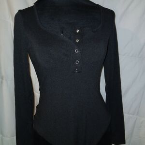 Zara Elegant Black Long Sleeve Bodysuit